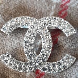 Elegant Silver Crystal Brooch